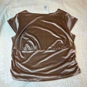 a new day Metallic Brown Cowl Neck crop Top